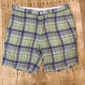Polo Ralph Lauren Slim Fit Linen Shorts Madras Plaid Size 34